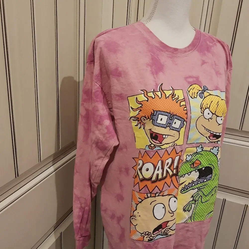Nickelodeon Rugrats Tie Dye Pink Size Large Chuckie Angelica Tommy and Reptar